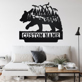 Custom Forest Mountain Bear Metal Wall Art, Personalized Bear Name Sign Decoration For Room, Bear Home Decor, Custom Bear, Bear Animal Lover Laser Cut Metal Signs Custom Gift Ideas